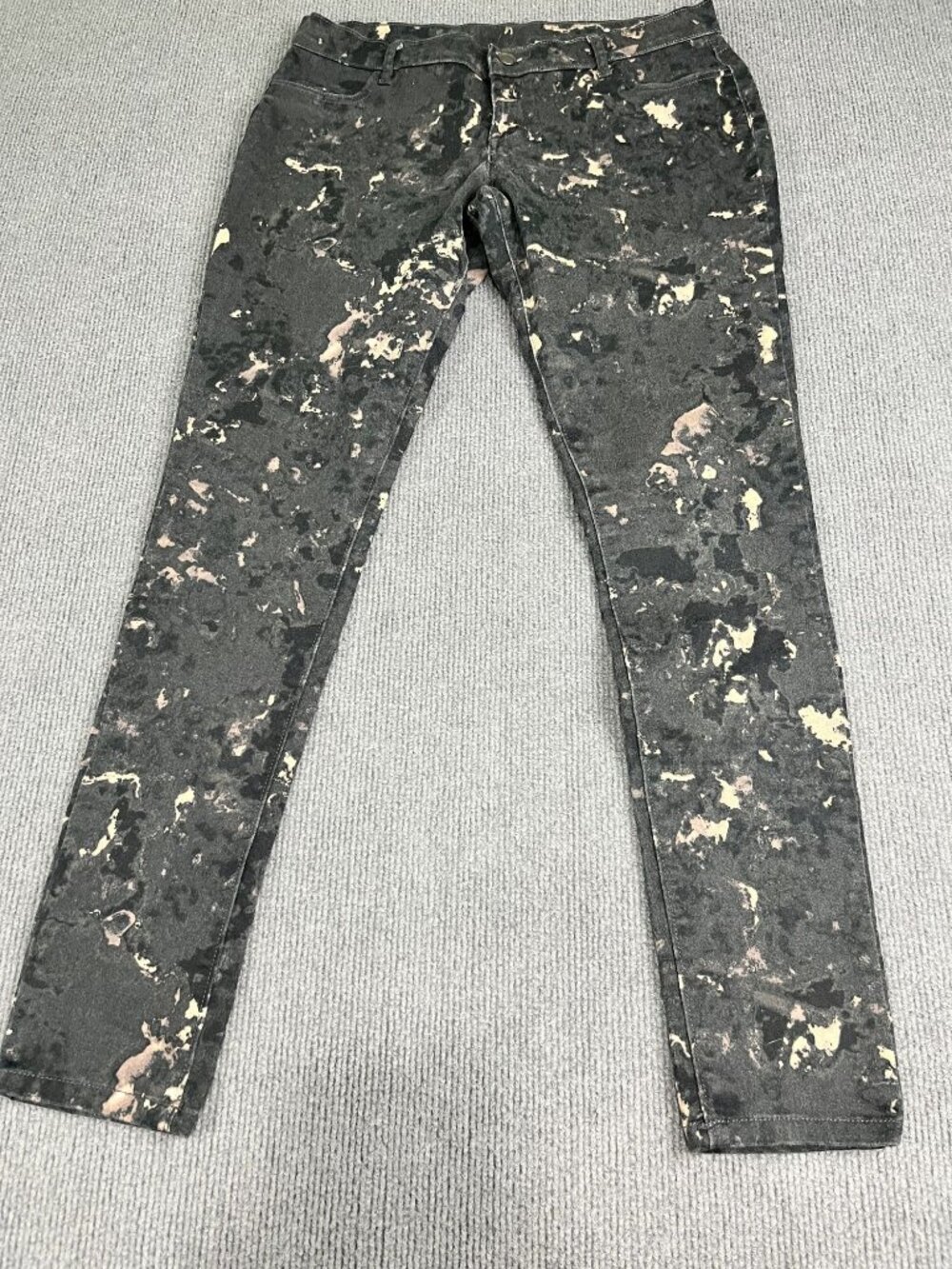 Mens Paint Splatter Black Skinny Jeans 16